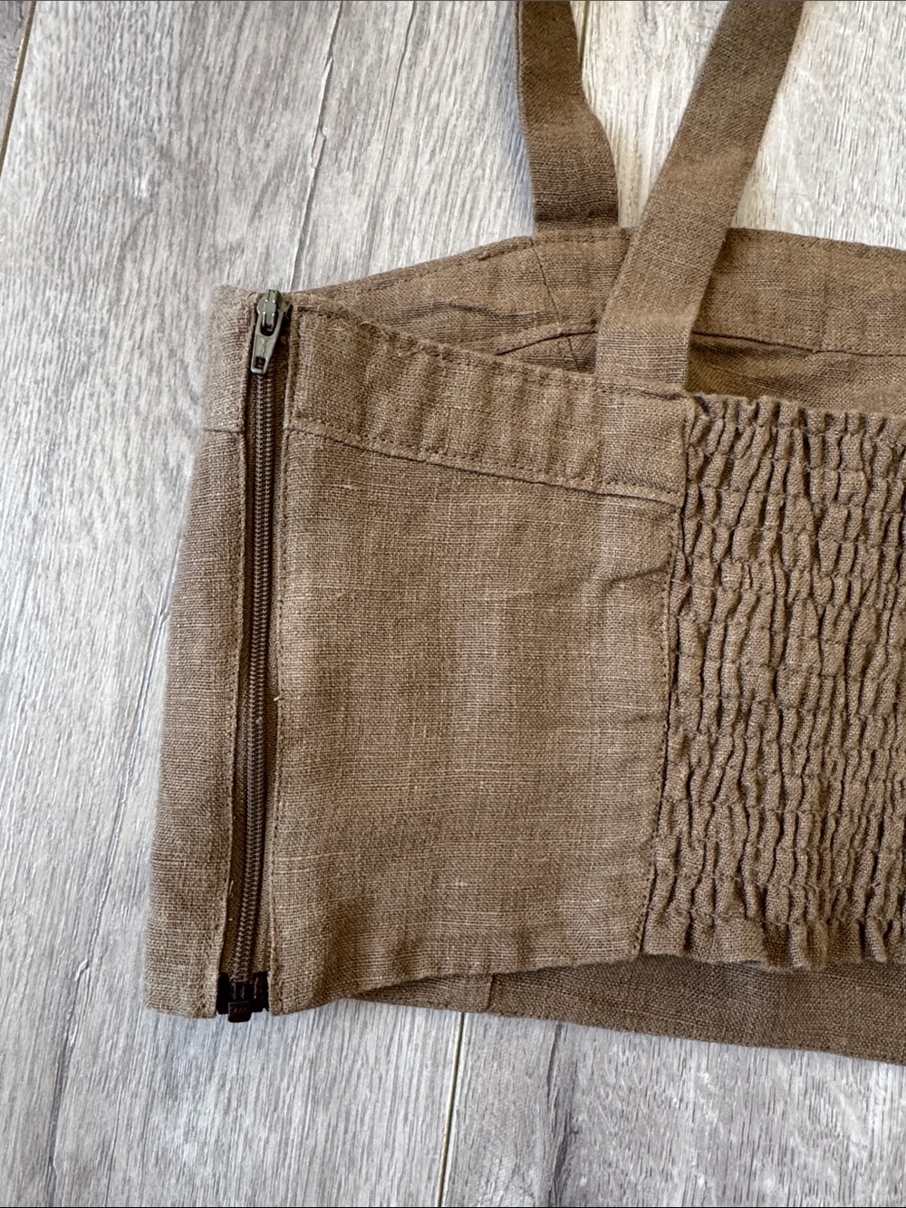 First Rite Lia & Amar 100% Linen Matching Set Brown Tank Top Skirt Size S - Picture 4 of 9